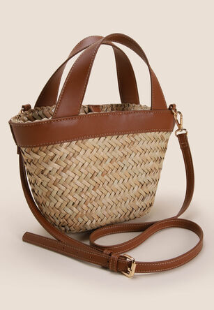 Womens Straw Small Basket Tote Bag