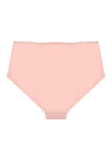Womens Pale Pink High Waisted Lace Trim Briefs