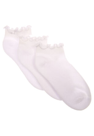 Girls 3pk White Frill Cushioned Trainer Socks