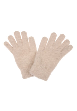 Womens Cream Soft Touch Eyelash Gloves 