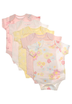 Baby Girls 5pk Pink Bunny Bodysuits