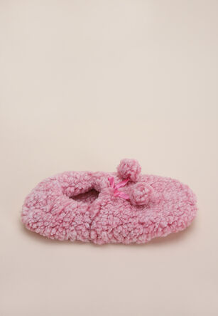 Womens Pink Sherpa Ballerina Slipper Socks