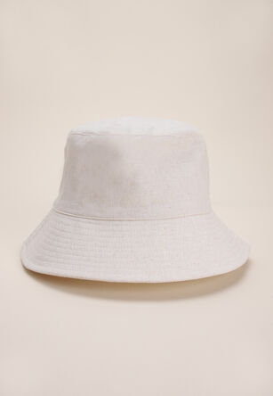 Womens Natural Linen Bucket Hat