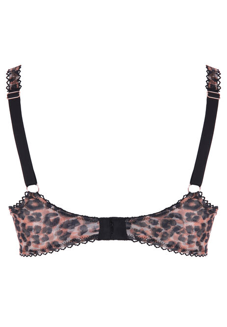 Womens Brown Leopard Print Non-Padded Mesh Bra