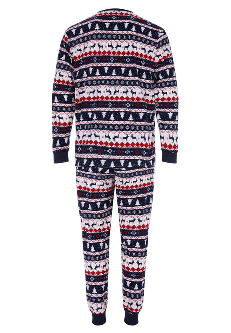 Mens Blue Fair Isle Christmas Family Pyjama Set