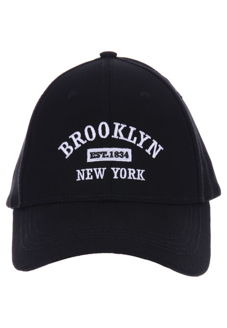 Womens Black Slogan Brooklyn Cap