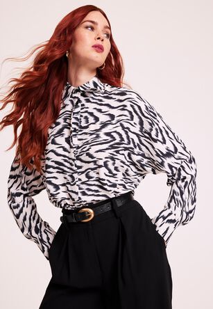 Womens Black & White Zebra Shirt 