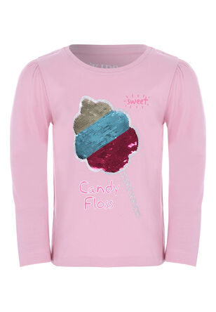 Younger Girls Pink Ice Cream Sequin Top 
