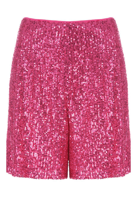 Womens Hot Pink Sequin Shorts