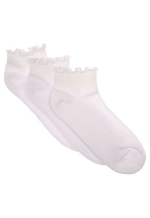 Womens 3pk Cushioned Frill White Socks