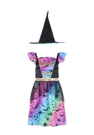 Girls Rainbow Halloween Witch Costume