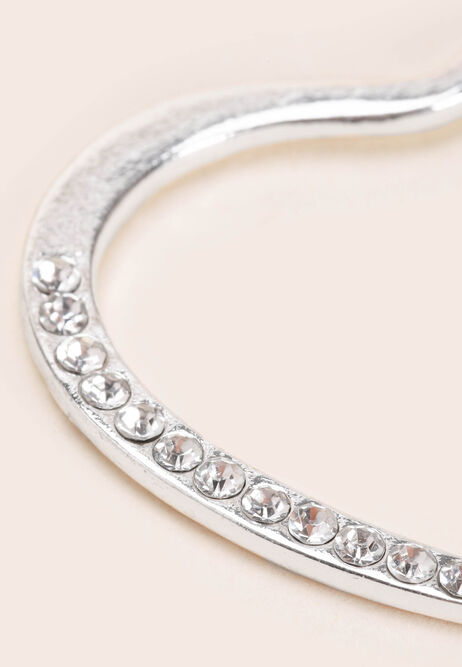 Womens Silver Diamante Heart Shaped Earrings