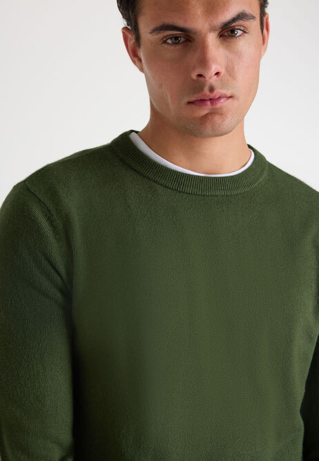 Mens Khaki Crew Neck Jumper
