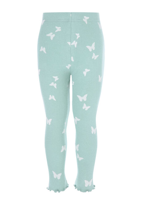 Younger Girls Mint Butterfly Brushed Leggings