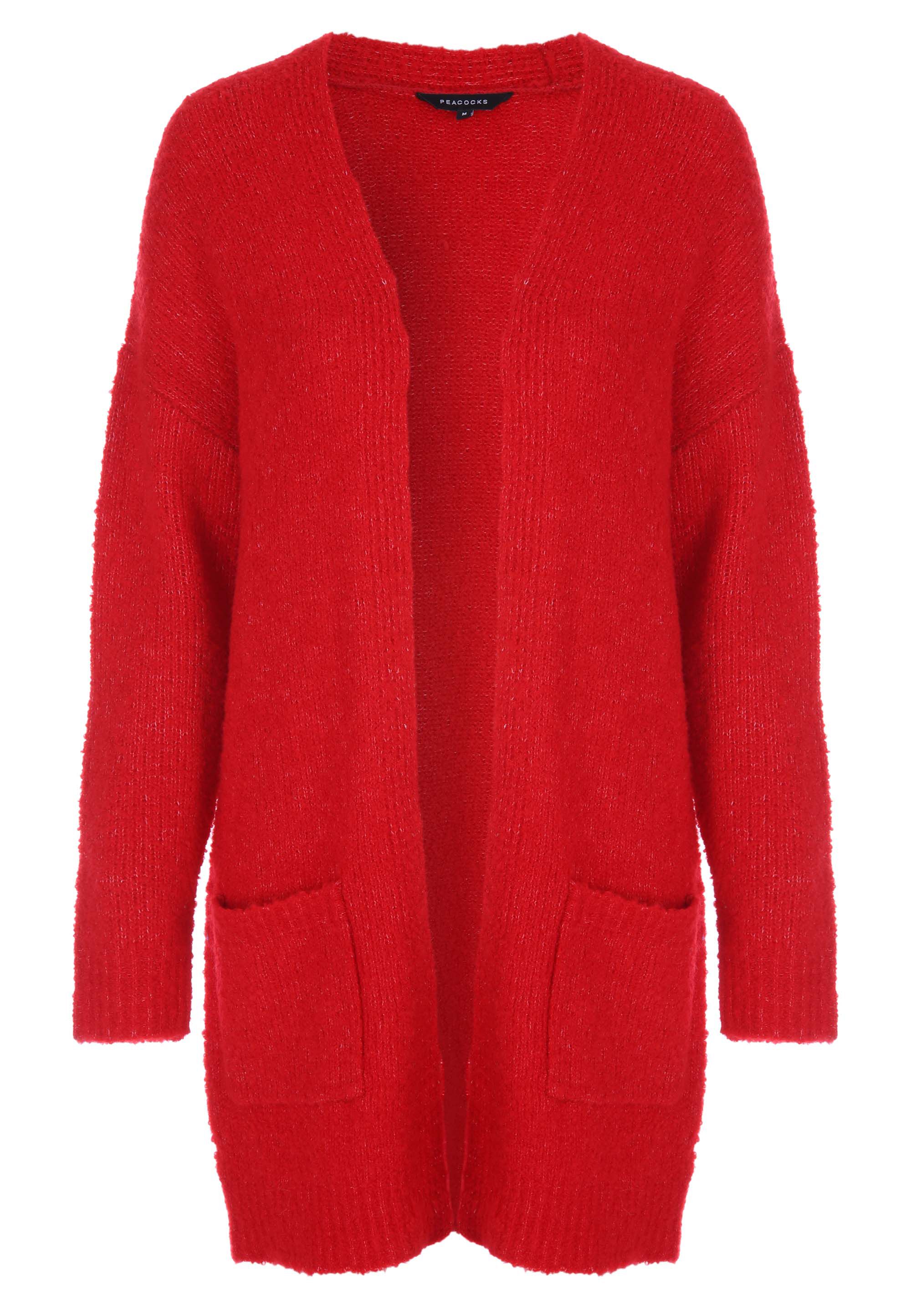 Womens long red cardigan sweater top