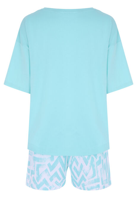 Womens Aqua Shorts and Top Pyjama Set