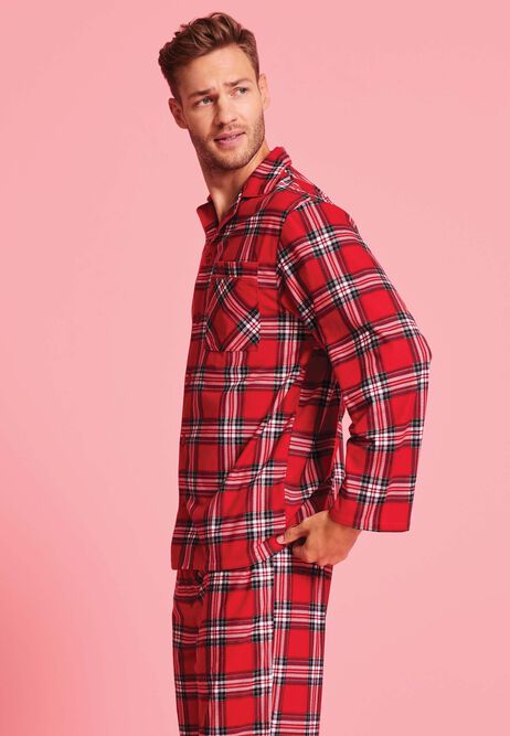Mens Red Check Pyjama Gift Set