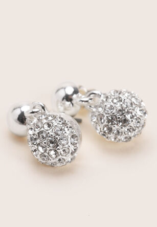 Womens Silver Diamante Circle Drop Earrings