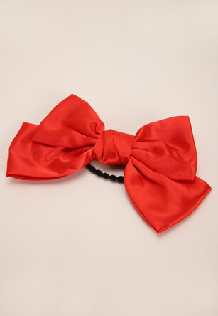 Womens Large Red Satin Bow Elastic