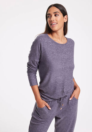 Womens Charcoal Cashmere Touch Twist Front Pyjama Top