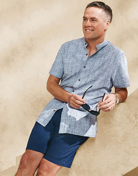 Mens Dark Blue Plain Chino Shorts