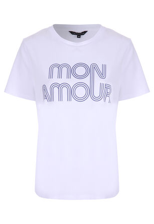 Womens White Mon Amour Slogan T-shirt
