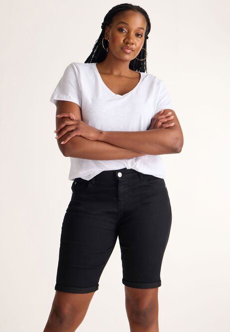 Womens Black Denim Cycle Shorts