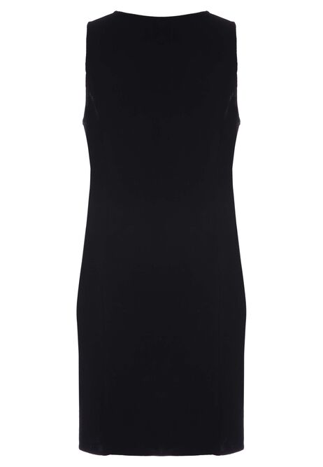 Womens Black Plain Linen Blend Dress