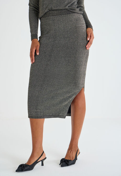 Womens Gold Lurex Knit Skirt
