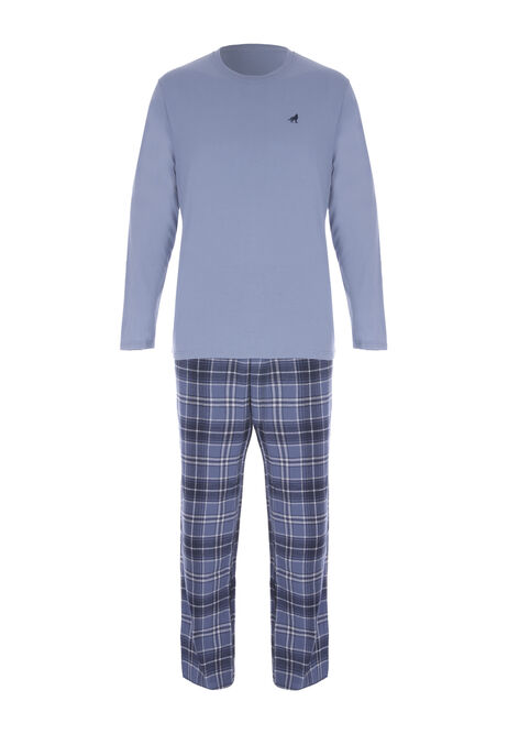 Mens Light Blue Check Pyjama Set