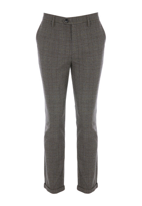 Mens Charcoal Checked Smart Trousers
