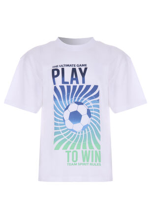 Older Boys White Football Graphic T-shirt