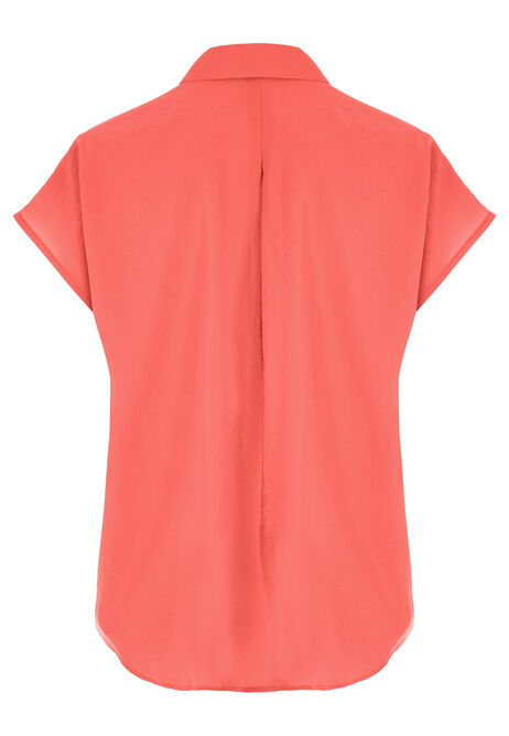 Womens Plain Coral Button Down Shirt