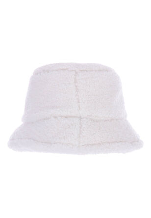 Womens Cream Soft Fleece Bucket Hat 
