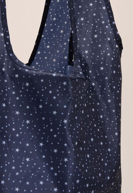 Womens Navy Star Foldable Shopper Tote Bag