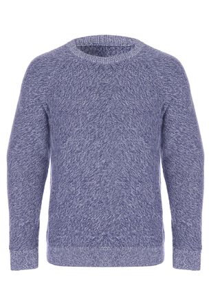 Mens Blue Crew Space Dye Knit Jumper