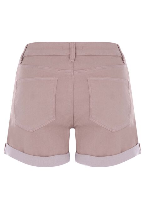 Womens Mink Brown Mid Length Denim Shorts