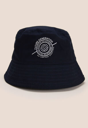Older Boys Navy Denim Logo Bucket Hat