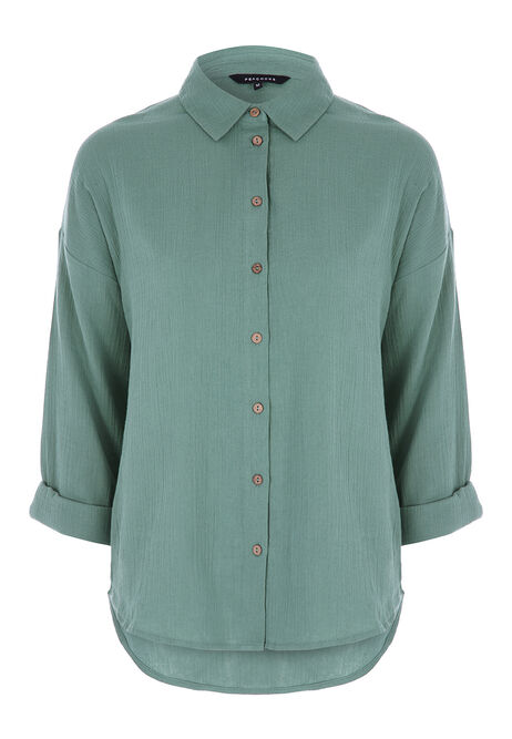 Womens Sage Green Cotton Co-ord Shirt