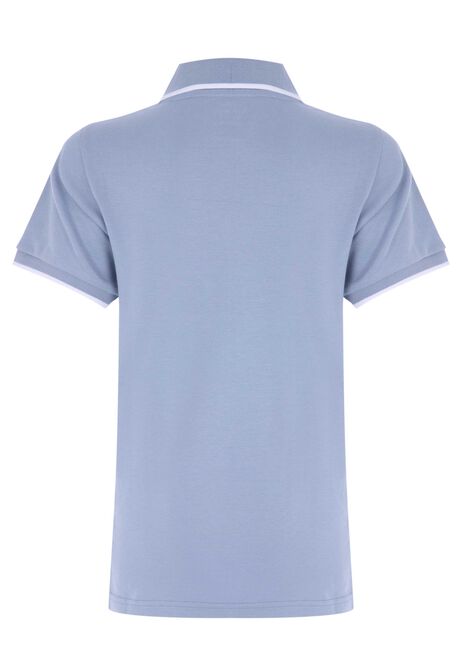 Older Boys Blue Zip Neck Polo Shirt