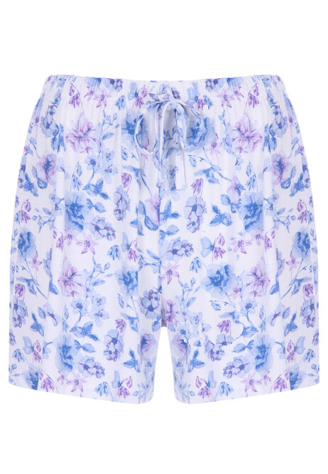 Womens Blue Floral PJ Shorts
