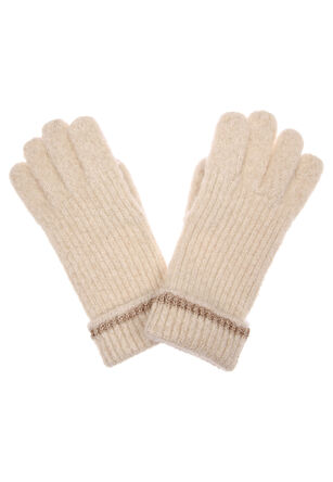 Womens Cream Lurex Gloves