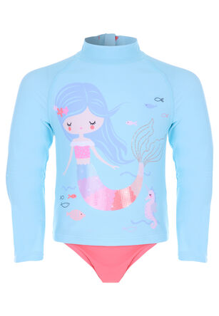Younger Girls Aqua Mermaid Sun Safe Two Piece Swimsuit