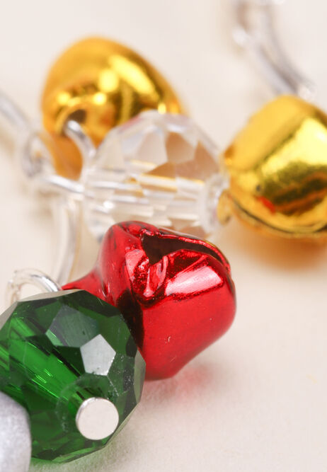 Womens Silver Christmas Bell Hoop Earrings