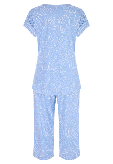 Womens Blue Leaf Soft Touch Pyjamas