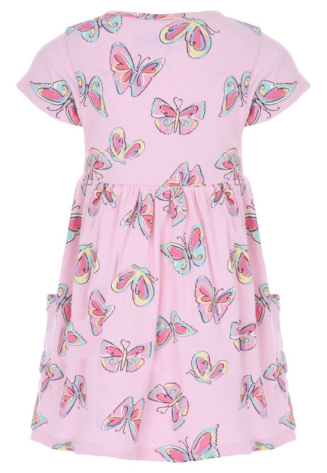 Younger Girls Pink Butterfly T-shirt Dress