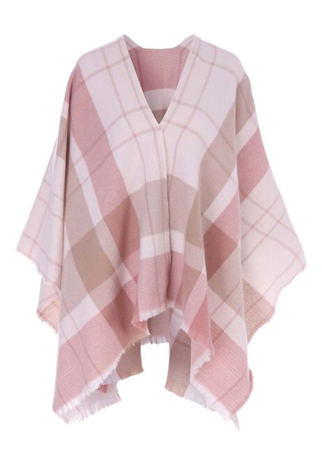 Womens Pink & Cream Check Wrap Scarf