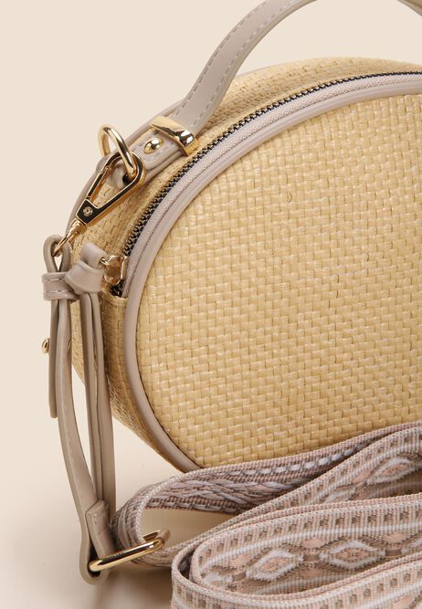 Womens Natural Straw Oval Bag