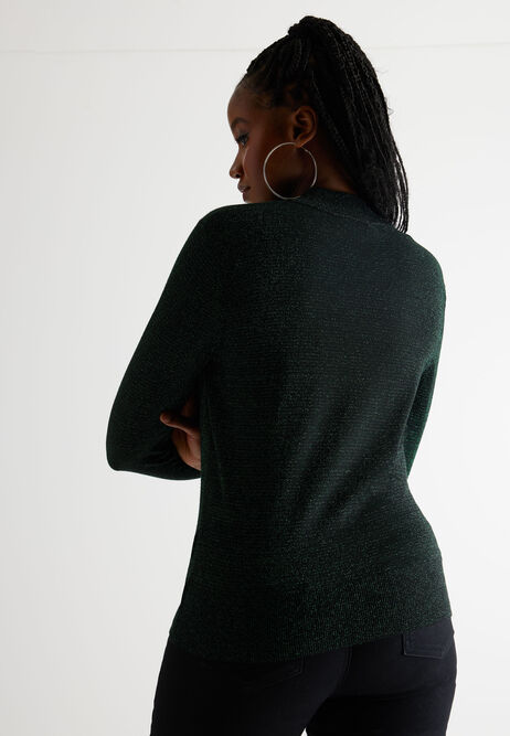 Womens Green Sparkle Cut Out Jumper