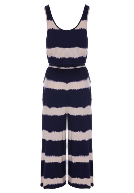 Womens Blue & White Stripe Jumpsuit